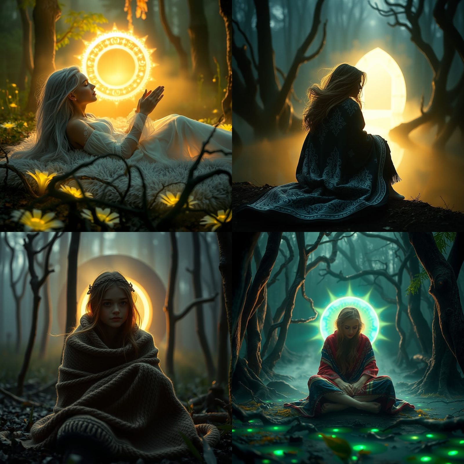 Cinematic Fantasy Girl Massage in Lighted Swamp Portal