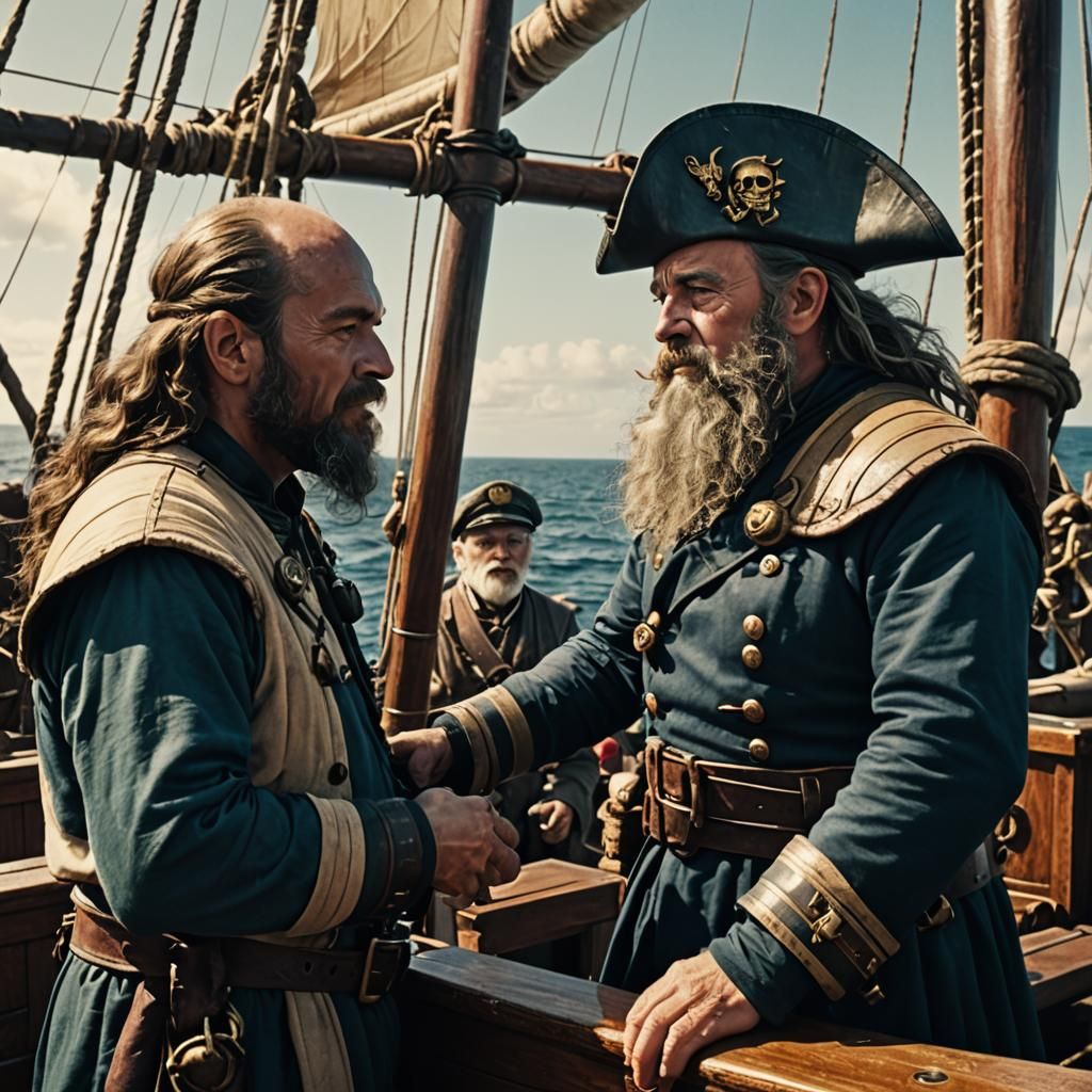 Philthy McNasty and Dwarf Captain on Sailing Ship