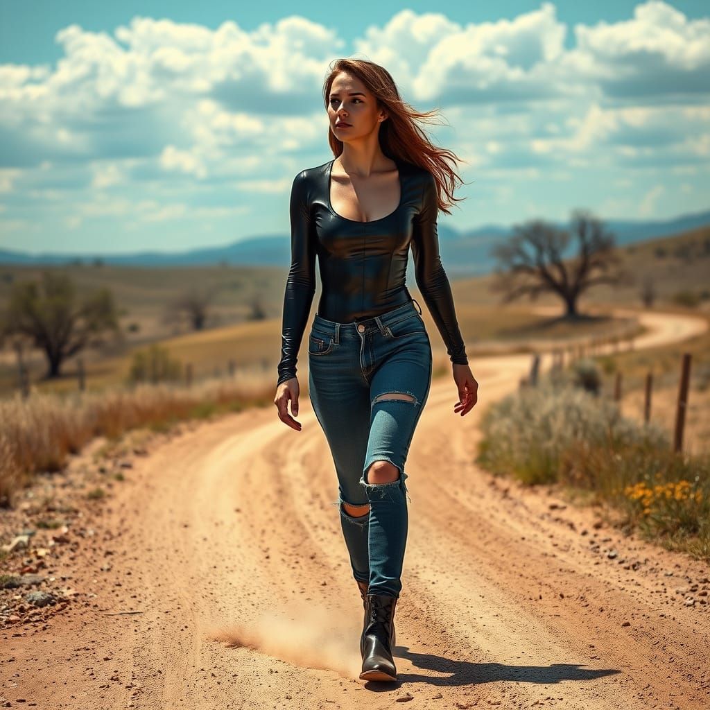 Serene Rural Landscape in Hyper-Realistic Style