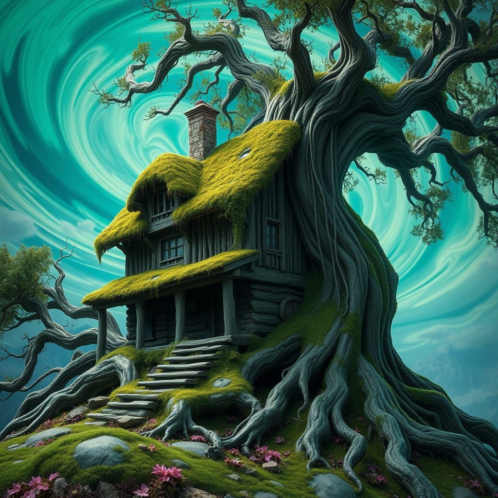 Rustic House Amidst Ancient Tree Roots