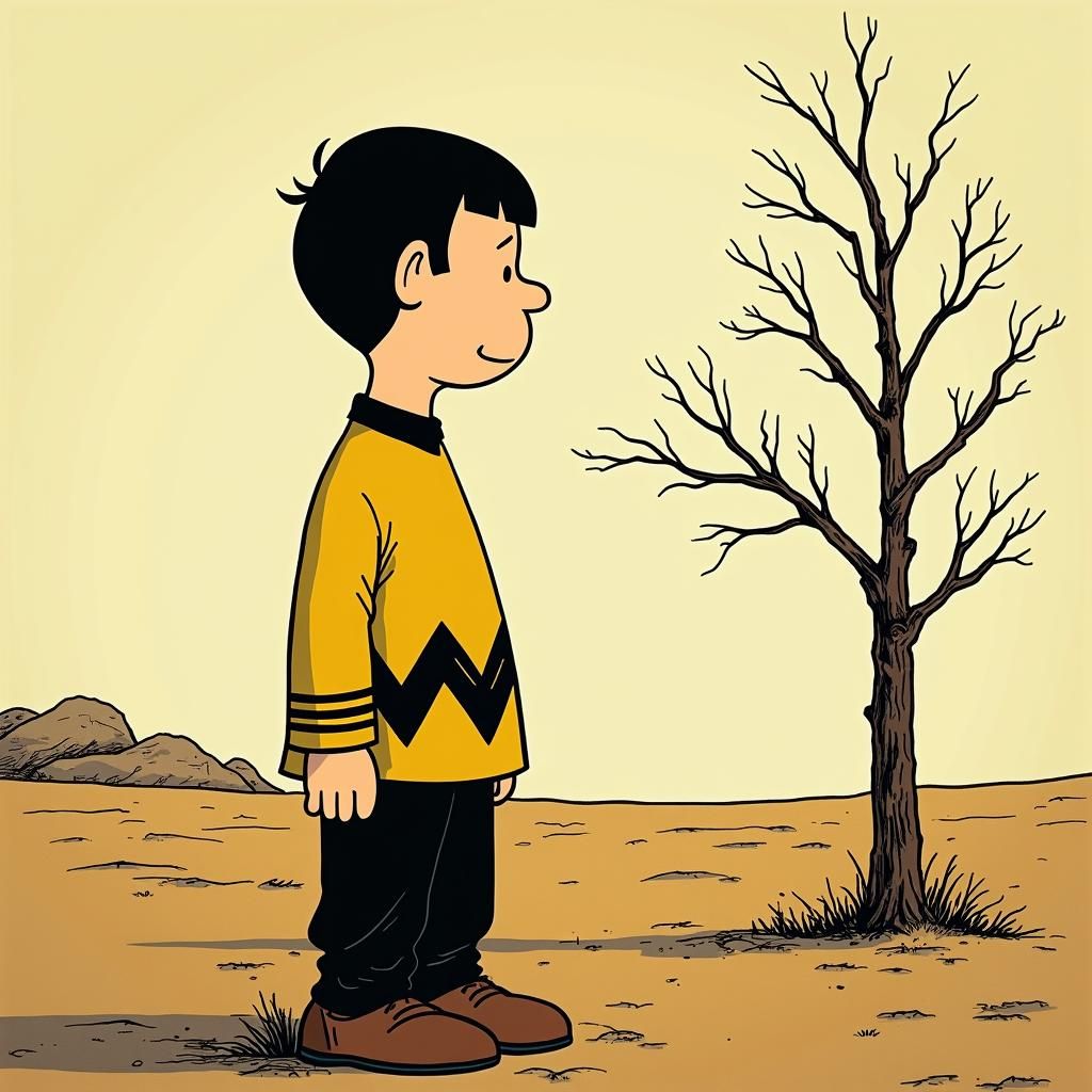 Spock as Charlie Brown in Autumn Landscape