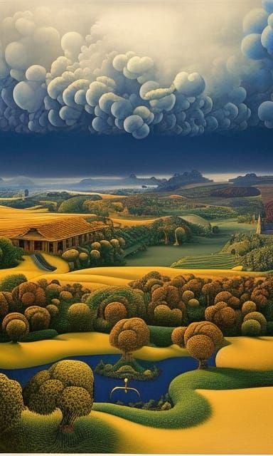 Porcelain Oz Landscape in Art Nouveau Style