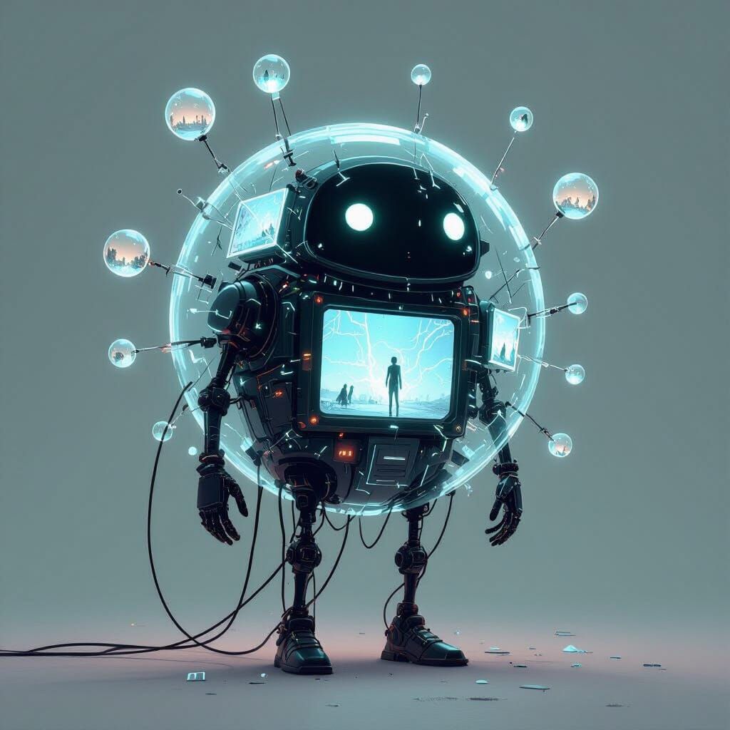 Glowing Glass Shard Creature in Futuristic Style