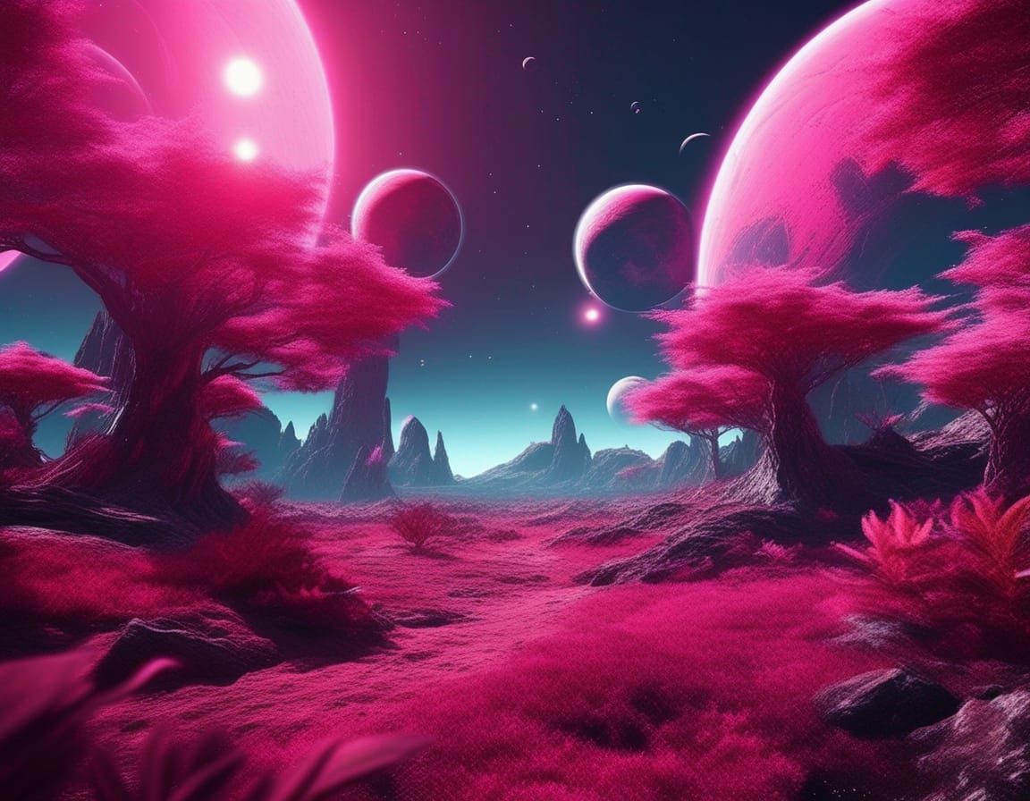 Epic Sci-Fi Landscape with Ringed Planet