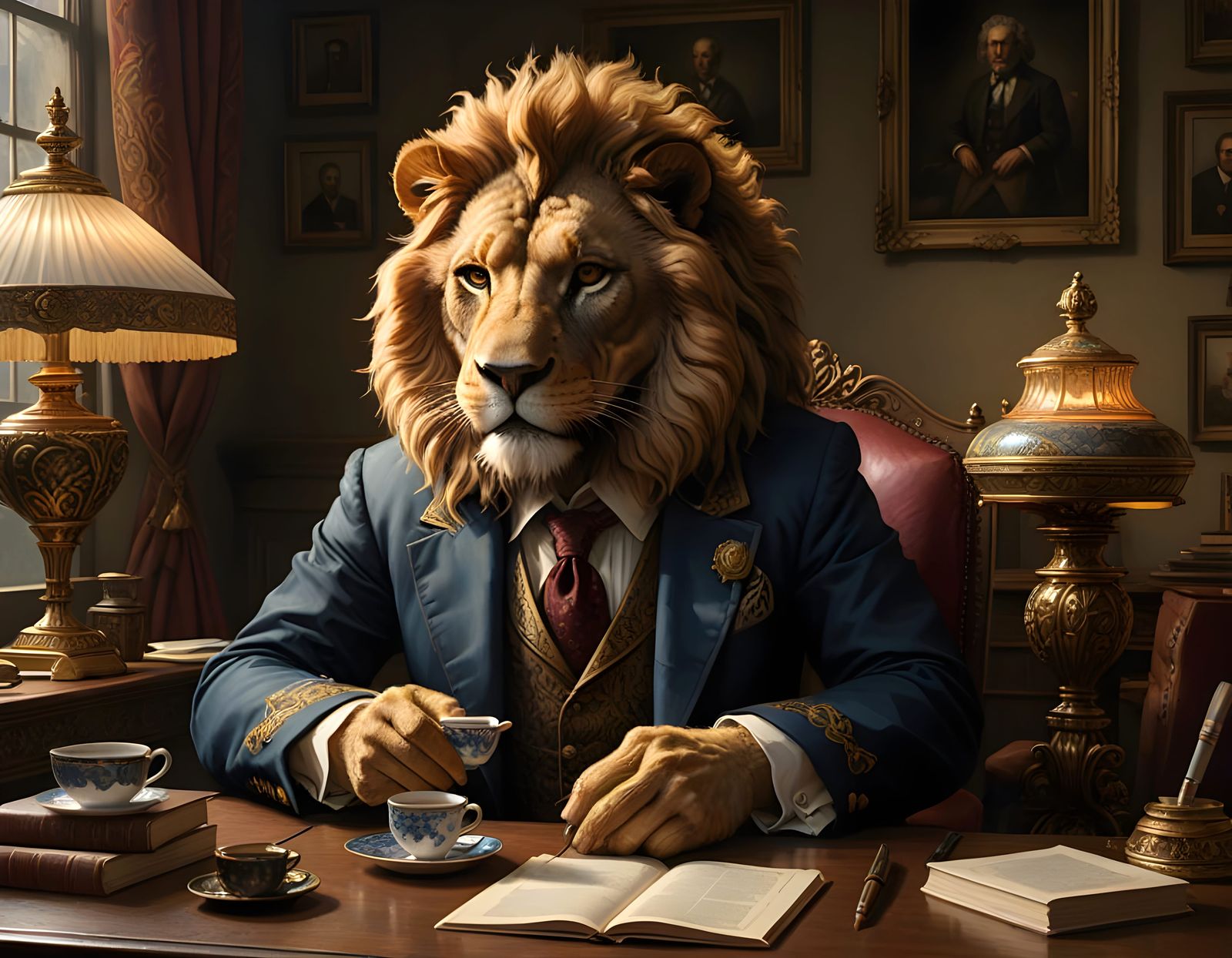 Sophisticated Lion Masterpiece in Oil Painting Style