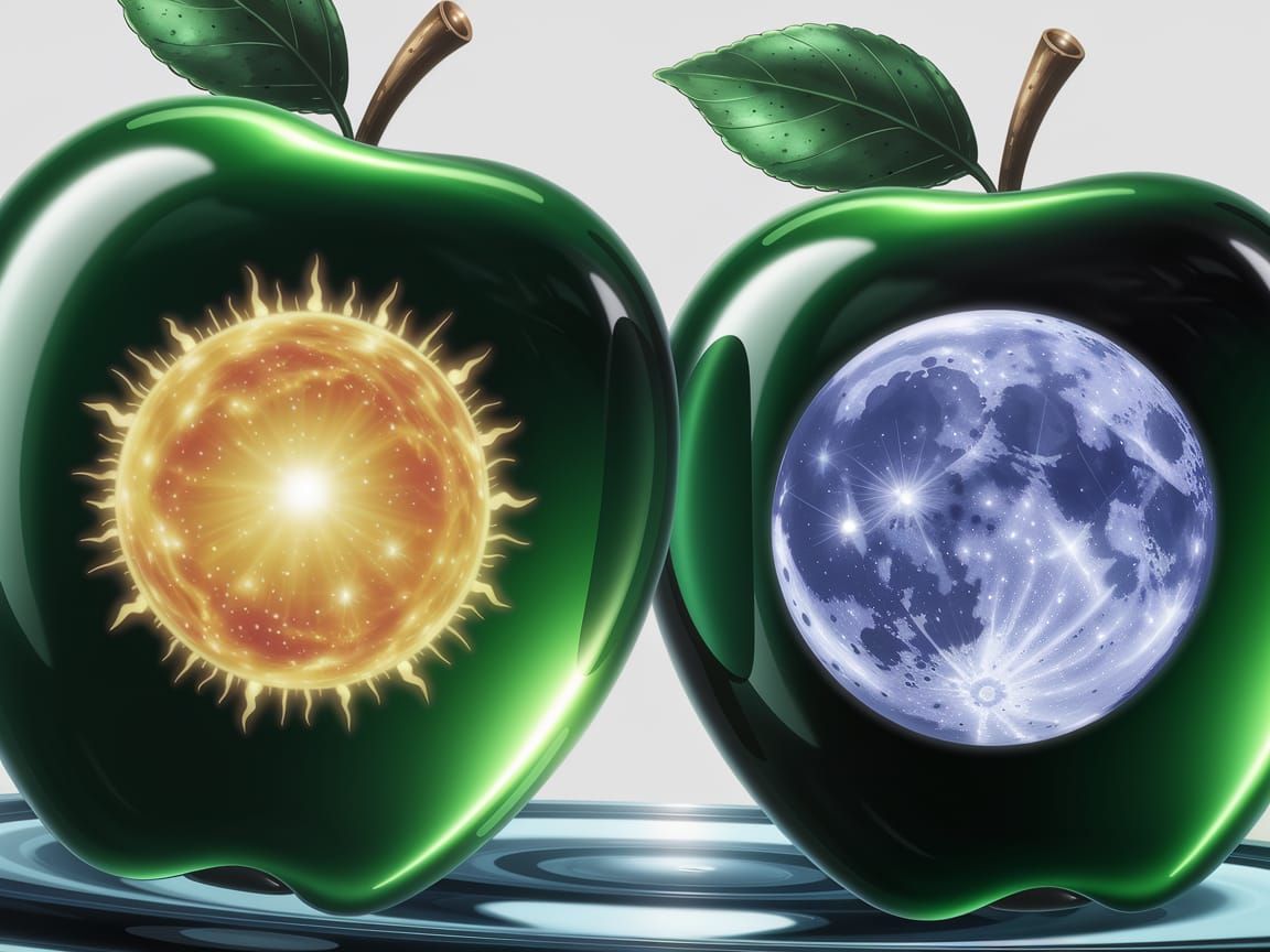 Hyper-Realistic Glass Apples Containing Celestial Bodies