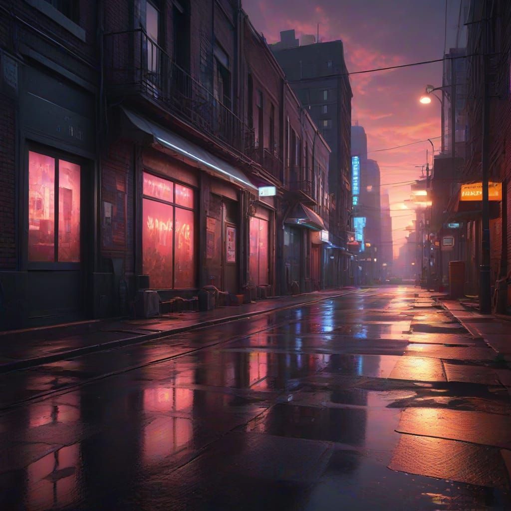 Epic Futuristic Cityscape at Sunset in Hyper-Realistic Digit...