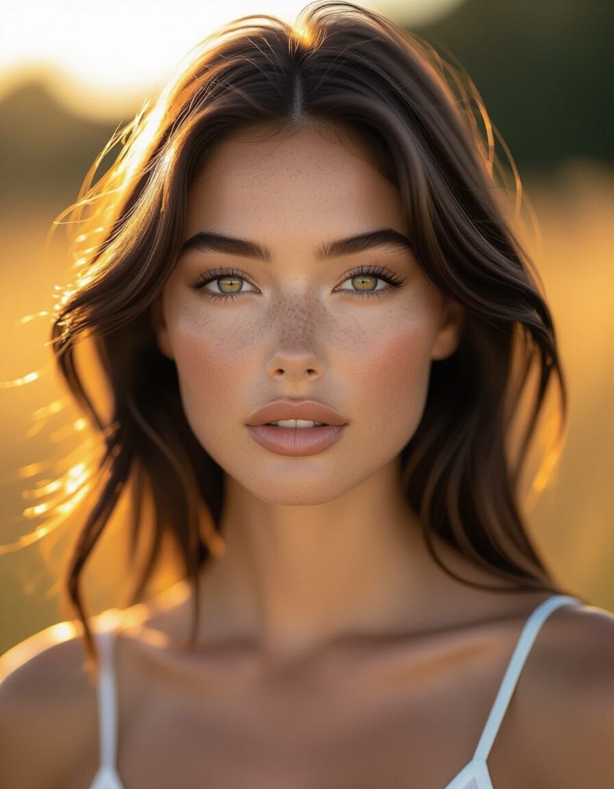 Breathtaking Woman Portrait in Golden Hour Light