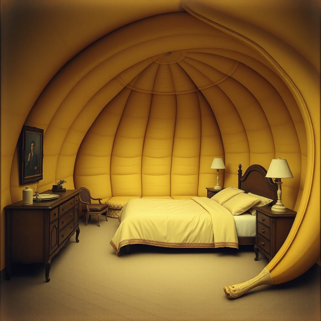 Dreamlike Bedroom Sanctuary in a Giant Banana Peel