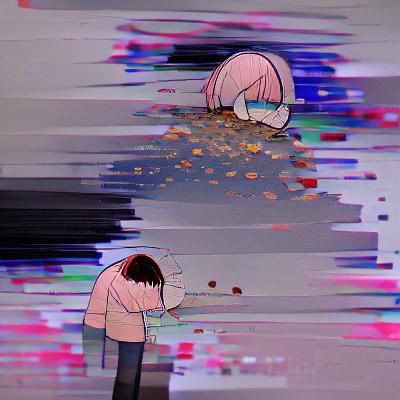 Melancholy Figure in Rain: Evoking Regret