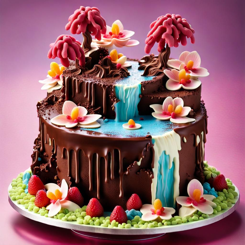 Hyperrealistic Cake Sculpture: Floating Island with Chocolat...