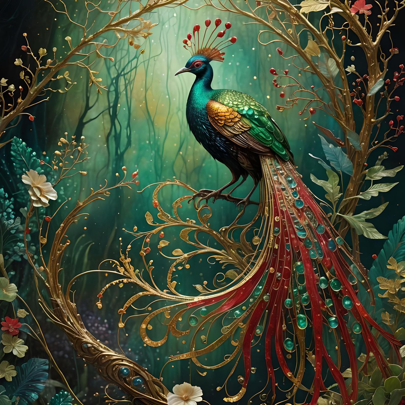 Lyrebird in Harry Clarke Style