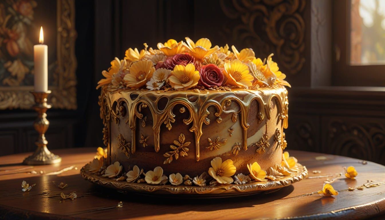 Surreal Baroque Masterpiece with Golden Splendor