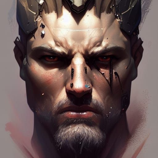Battle-Worn Warrior Portrait in Hyperdetailed Style