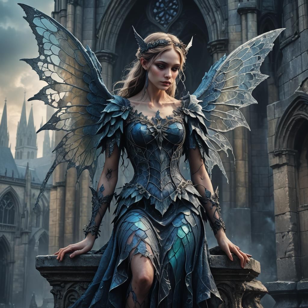 Gothic Fairy and Gargoyle Digital Art