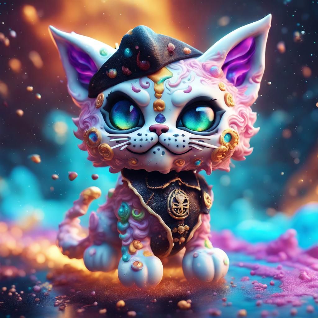 Baroque Chibi Monster Cat Pirate in Galaxy
