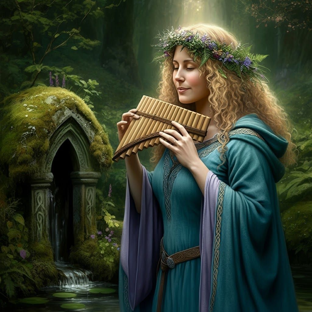 Celtic Woman Playing Flutes by Healing Spring
