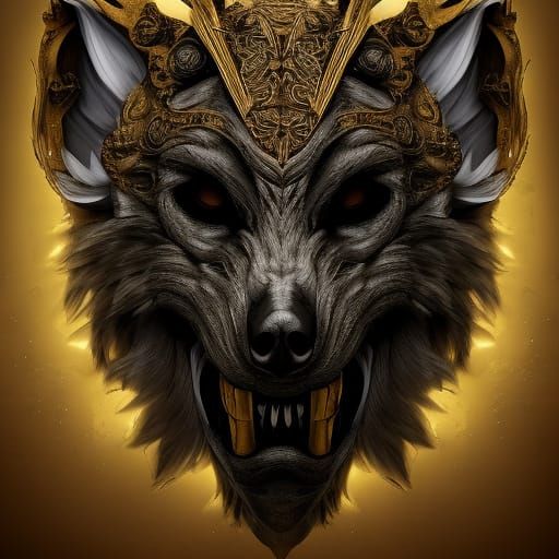 Werewolf with Skull Mask Portrait in Detailed Style