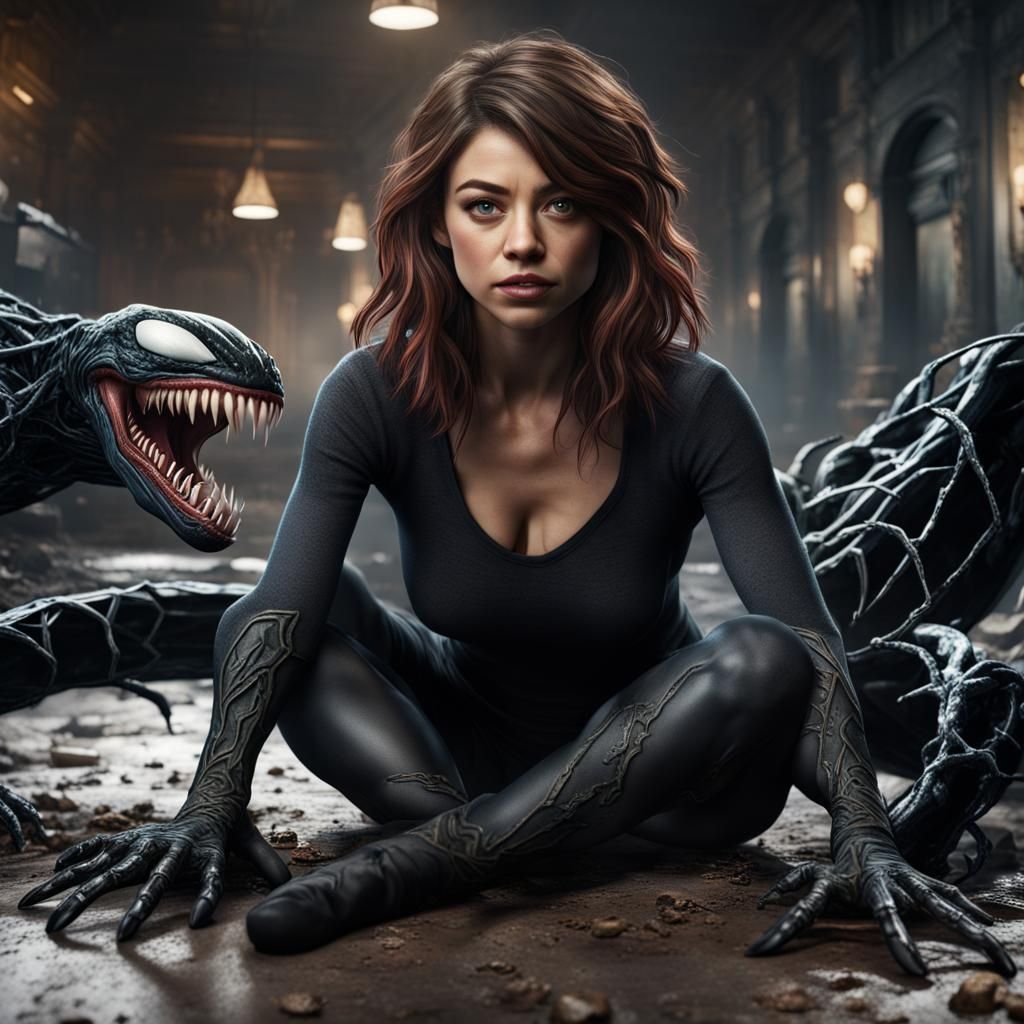 Sarah Hyland and Venom Symbiote: Detailed Matte Painting
