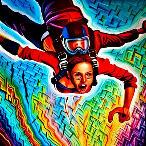Dynamic Skydiving Graffiti Art Masterpiece