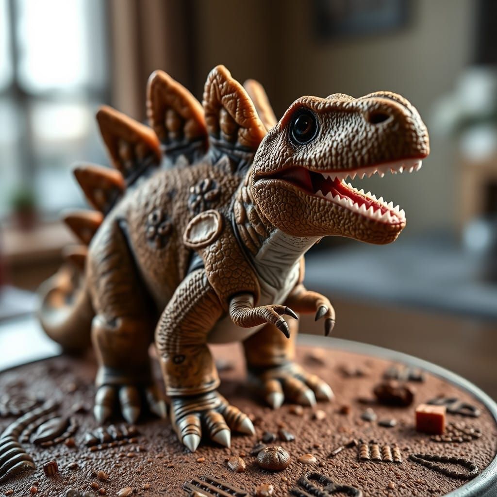 Hyperrealistic Latte Art Stegosaurus: A Cinematic Masterpiec...