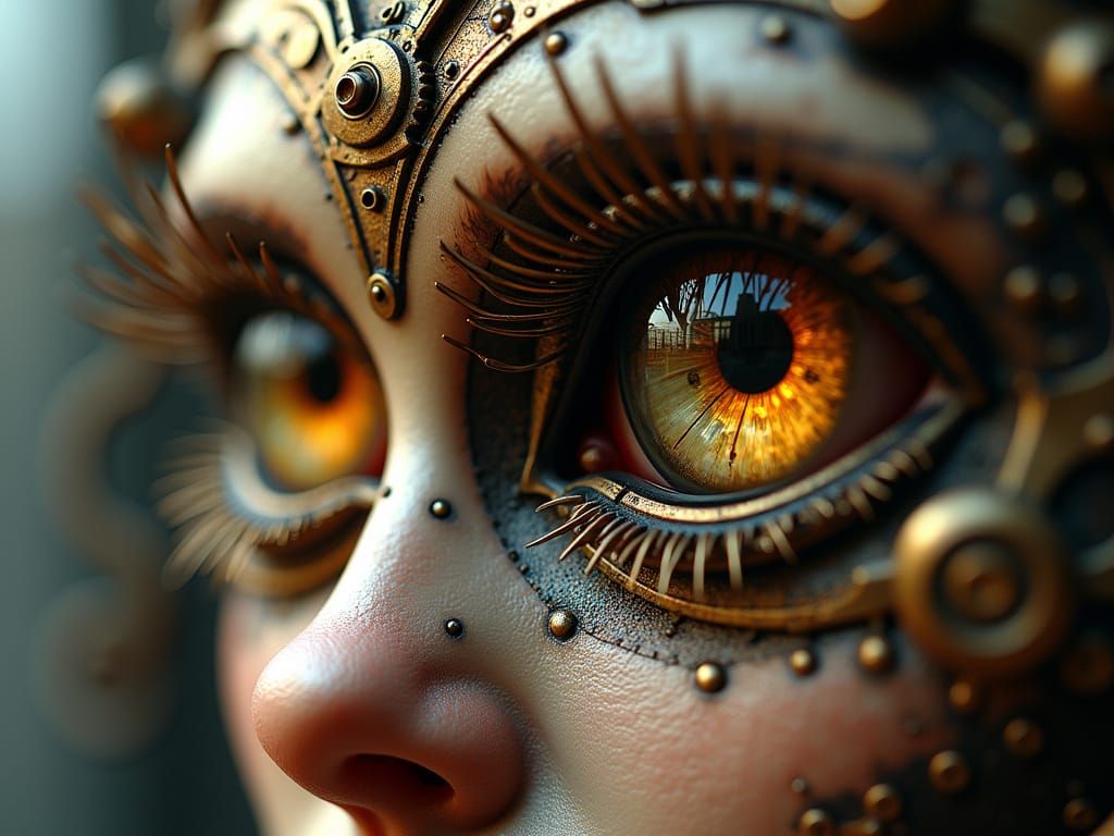 Steampunk Mechanical Eyes with Brass Cogs