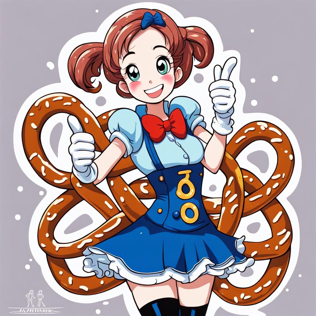 Cartoon Pretzel Character in Rubber Hose Style
