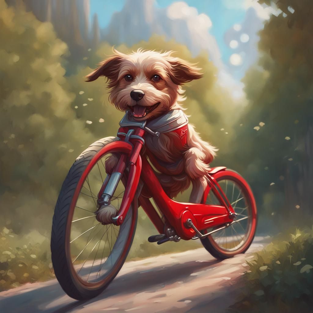 Dog Rides Bike: Hyperdetailed Portrait in Unreal Engine 5