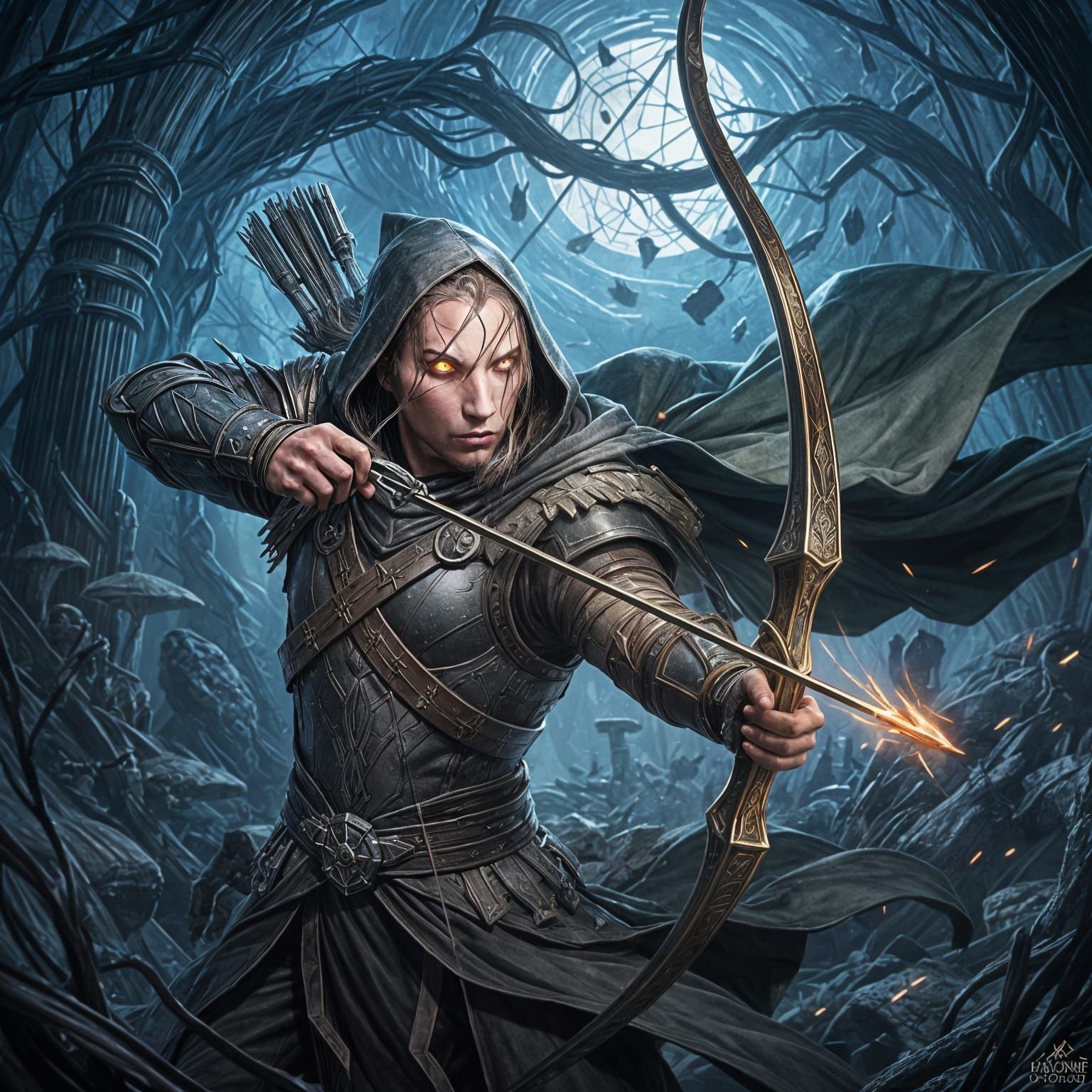 Pathfinder Human Slayer with Bow Mask in Light Armor