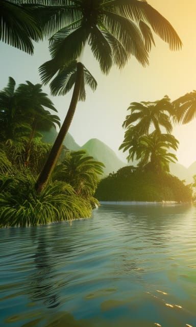 Tropical Island in Soup Bowl: Unreal Engine Render