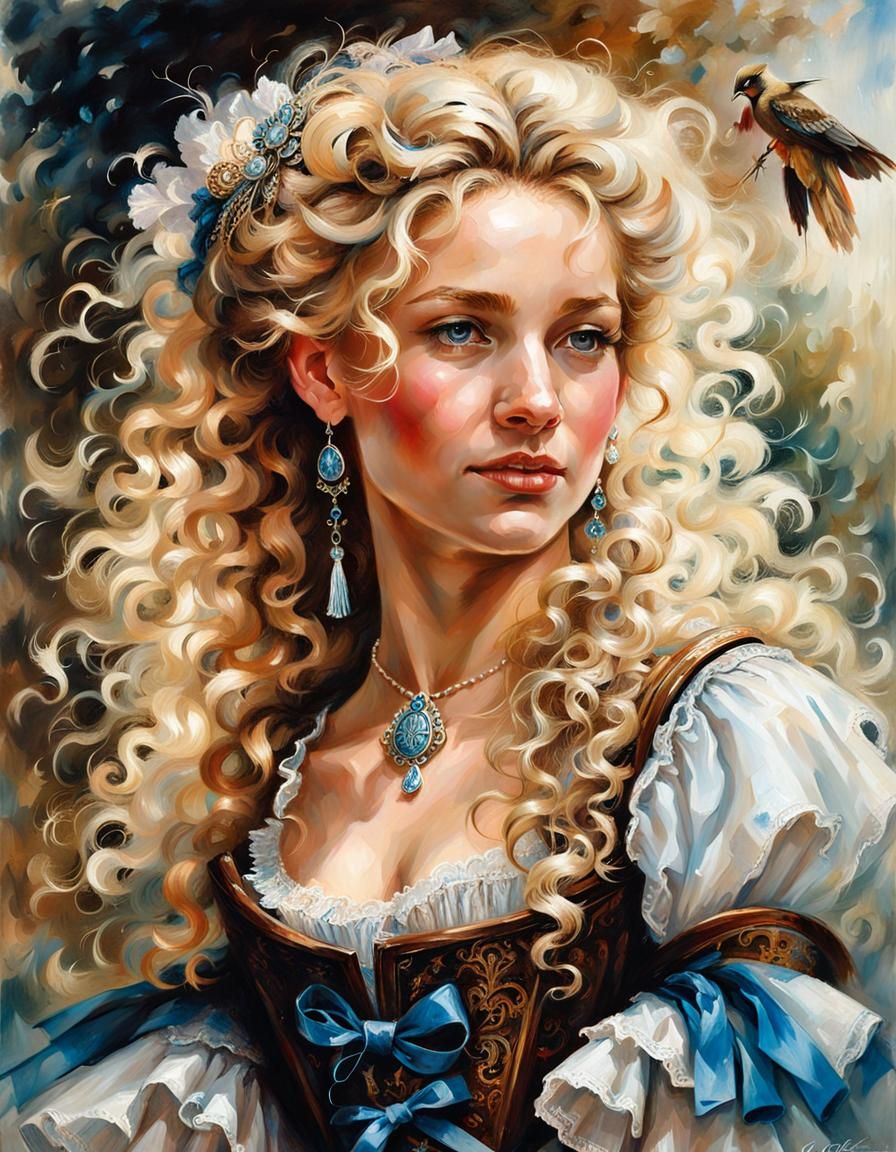 Blonde Woman Portrait in 1800s Fantasy Art Style