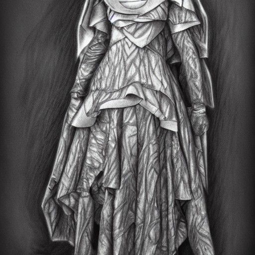 Hyperdetailed Charcoal Drawing of a Costume
