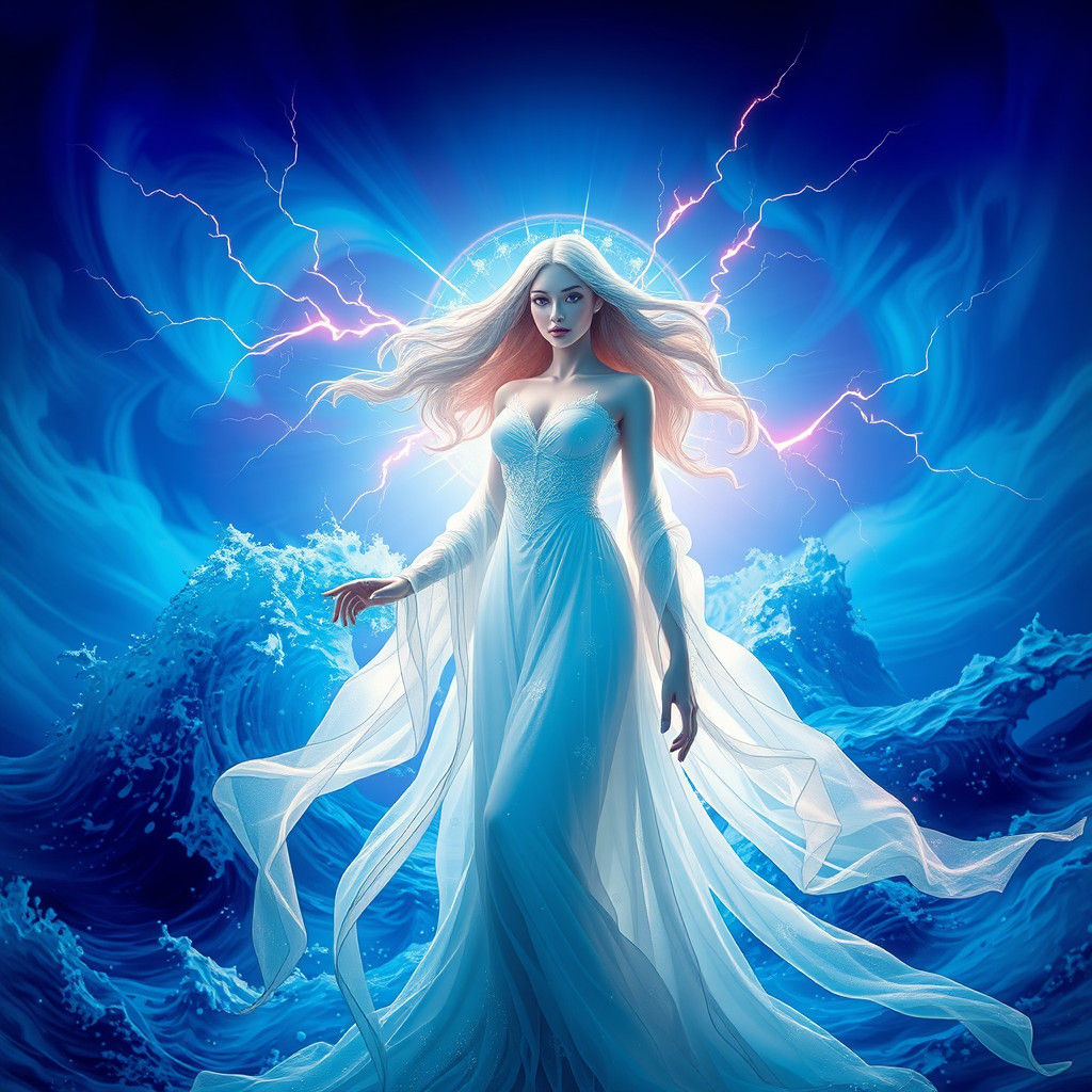 Ethereal Woman Radiates Beauty Amidst Turmoil