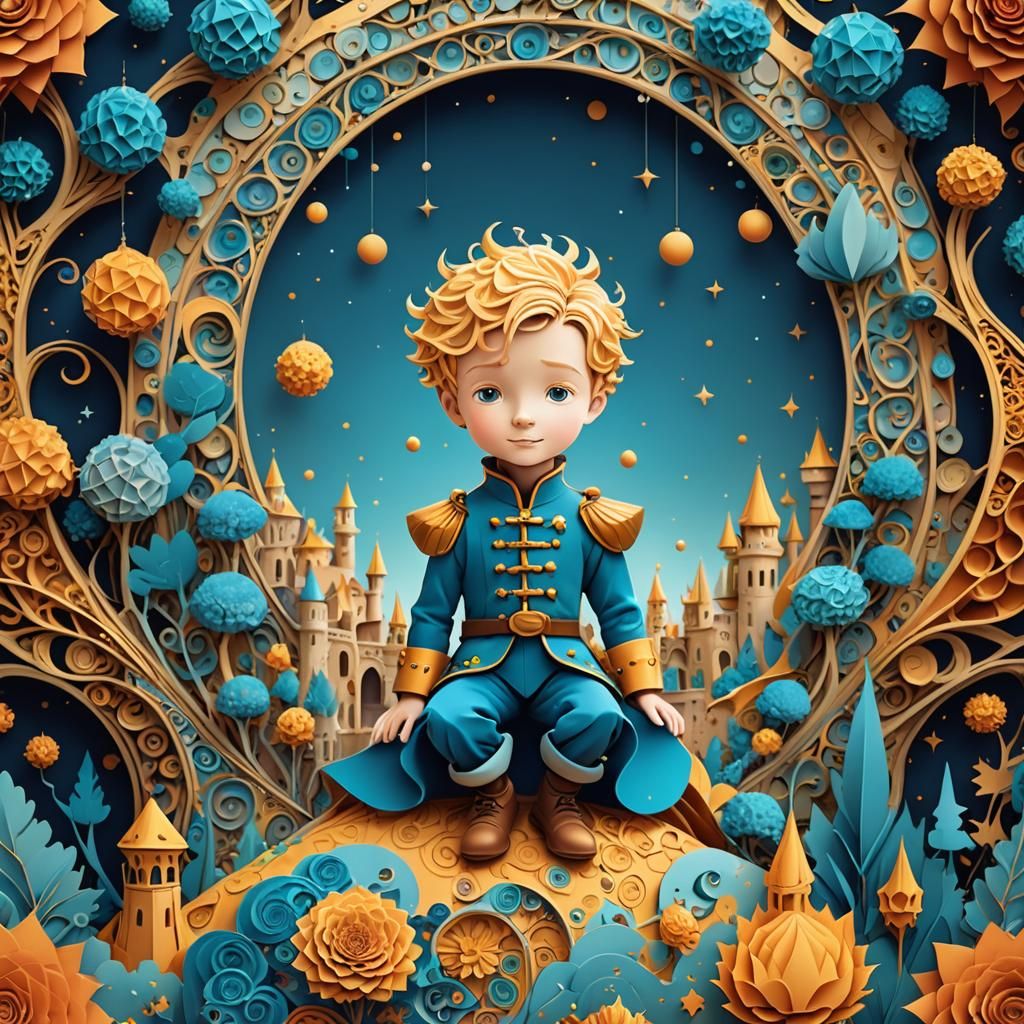 Little Prince in Paper Craft Style