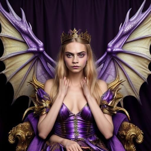 Ethereal Queen with Dragon Wings in Fantasy Realism