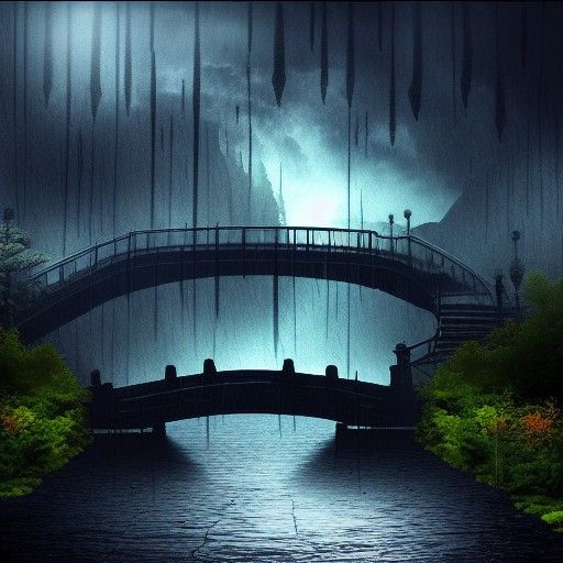 Gothic Bridge to Endless Darkness: Fantasy Painting