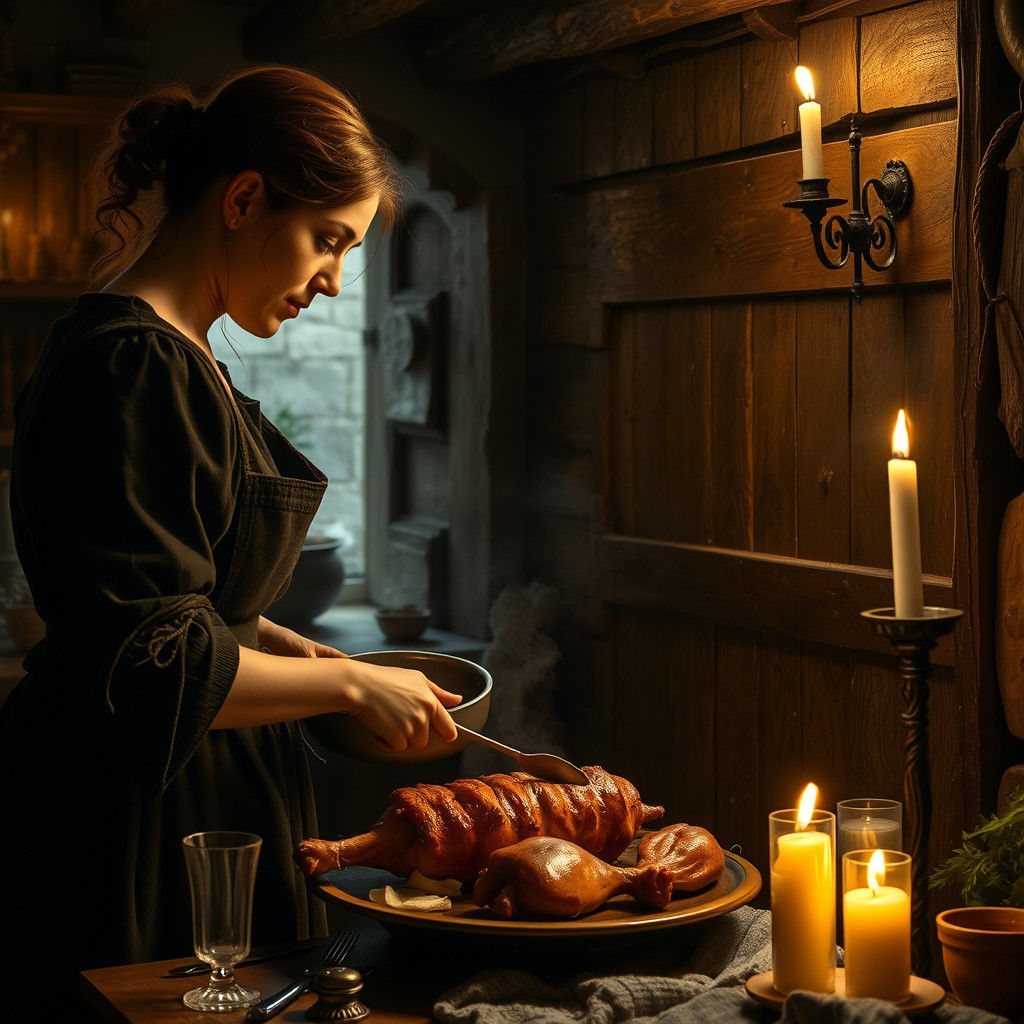 Medieval Kitchen Scene in Baroque Style