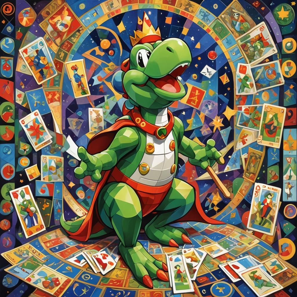 Yoshi Tarot Card in Cubist Style