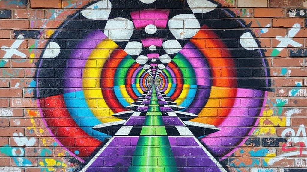 Vibrant Brick Wall Optical Illusion