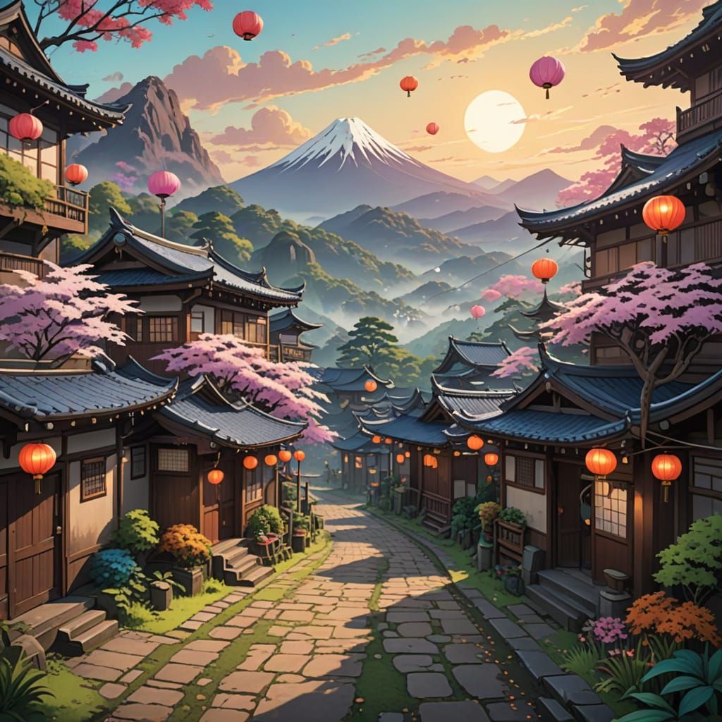 Surreal Anime Landscape in Vibrant Oil Painting Style