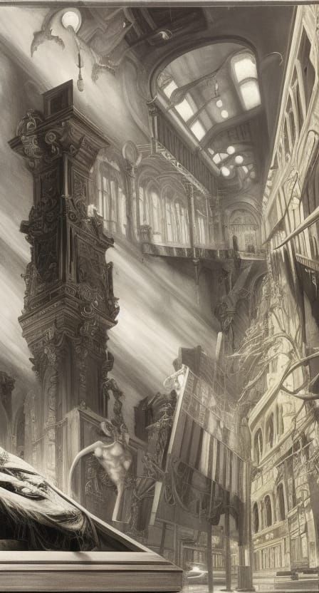 Occult Satanic Dreamscape in Hyperdetailed Style