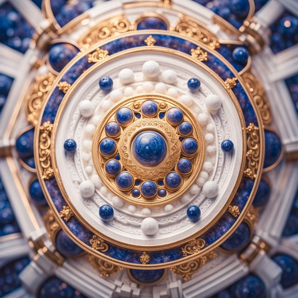 Lapis Lazuli Inlaid Marble Temple Mandala