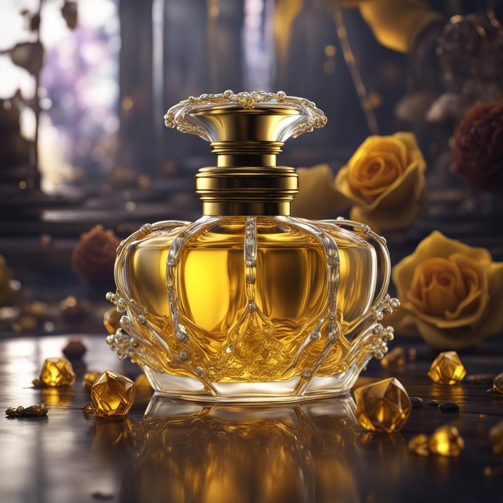 Crystal Perfume Bottle in Detailed Matte Painting