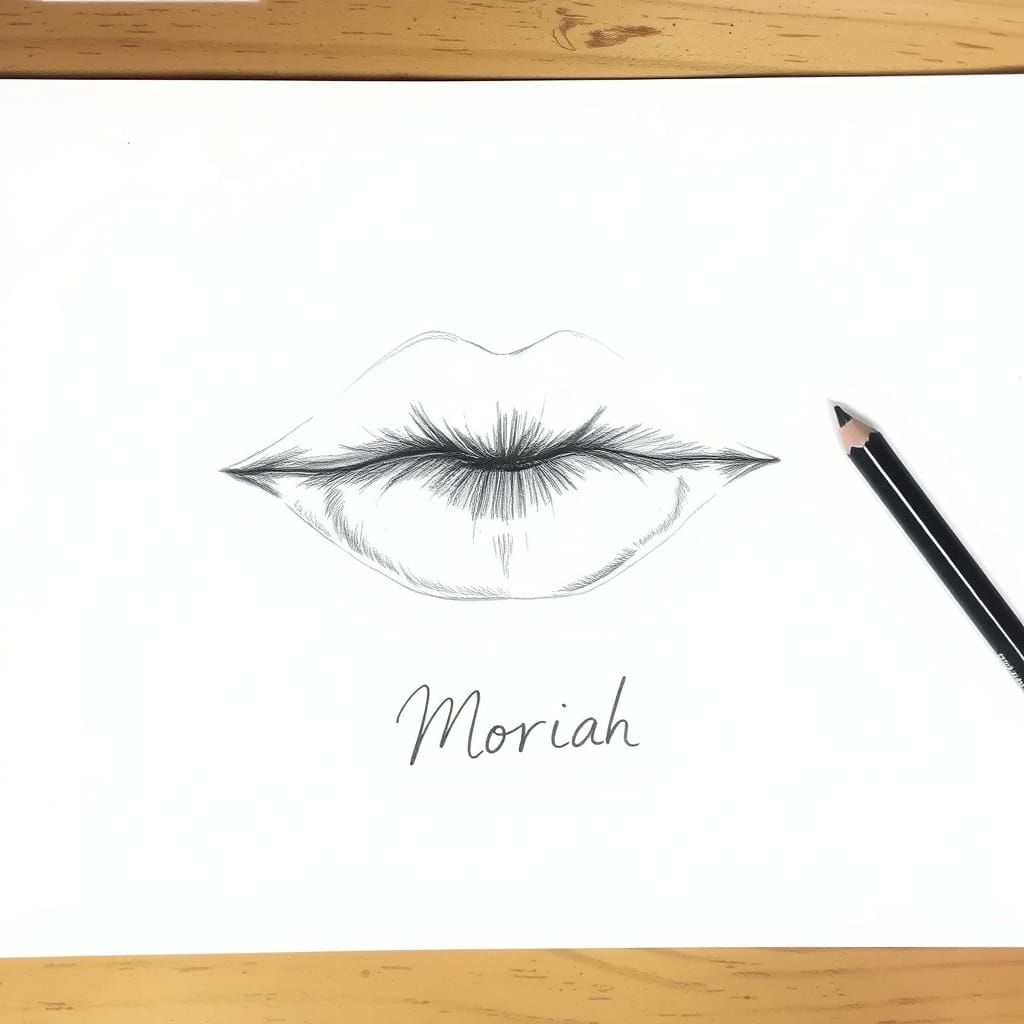 Pencil Sketch of Korean Lips Signed Moriah