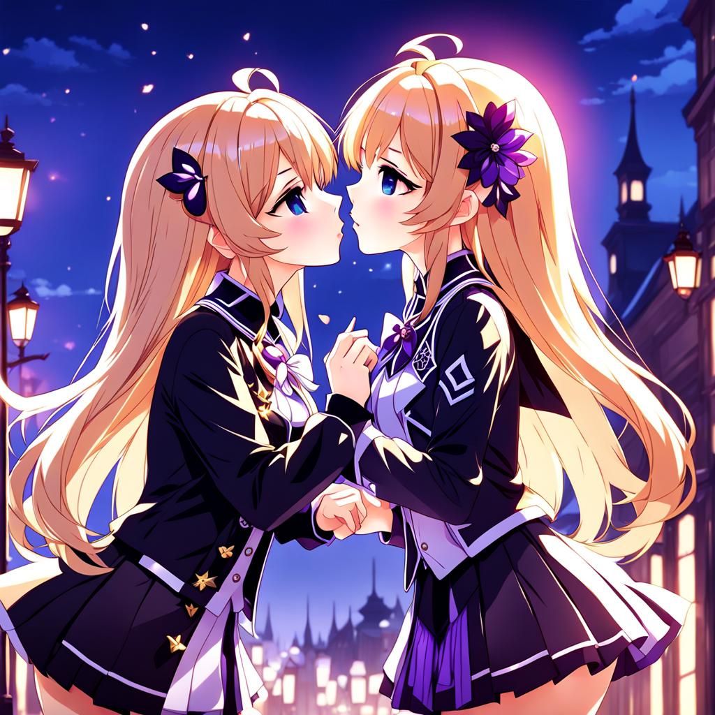 Anime Yuri Kiss: Cute Girls in Studio Trigger Style