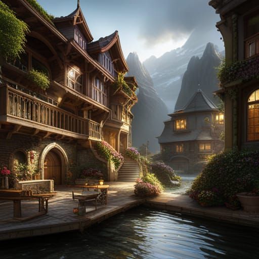 Fantastical Real Estate Concept Art in Deep Color