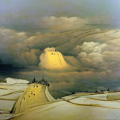 Dramatic Thunderhead over Golden Fields in Romantic Style