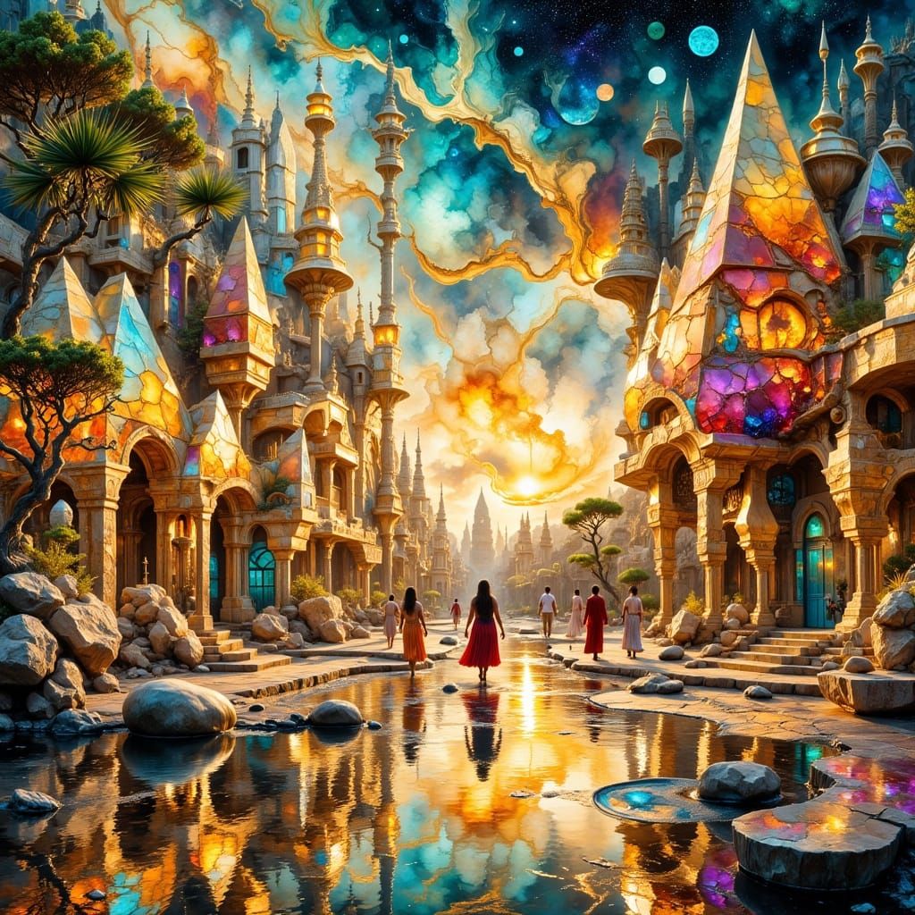 Dazzling Crystal City in Hyperdetailed Digital Art