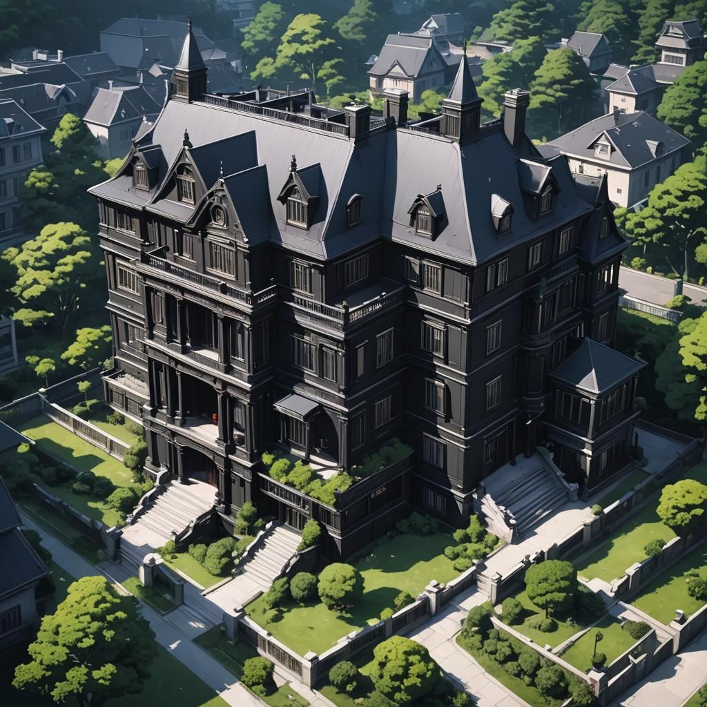 Realistic Anime: A Huge Black Mansion