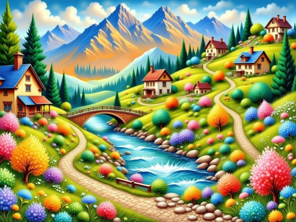 A village spread out on the hill